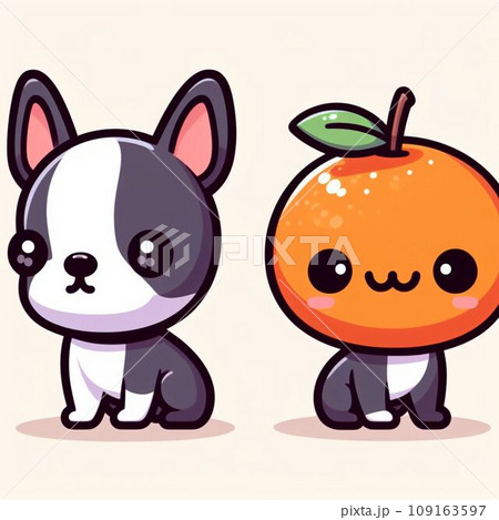 頭にみかんシリーズ　ボストンテリア 109163597