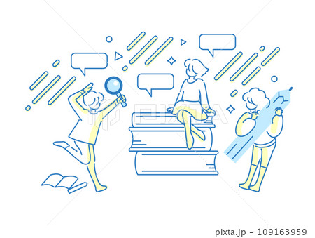 イラスト素材: 調べる人々_レポート_在宅 109163959