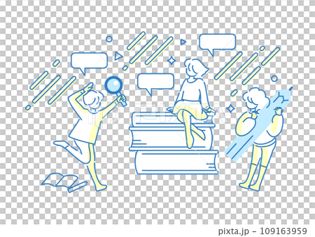 Illustration material: People investigating_report_at home Illustration material: People investigating_report_at home 109163959