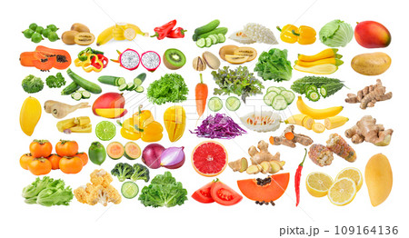set of  fruit and vegatable on white background 109164136