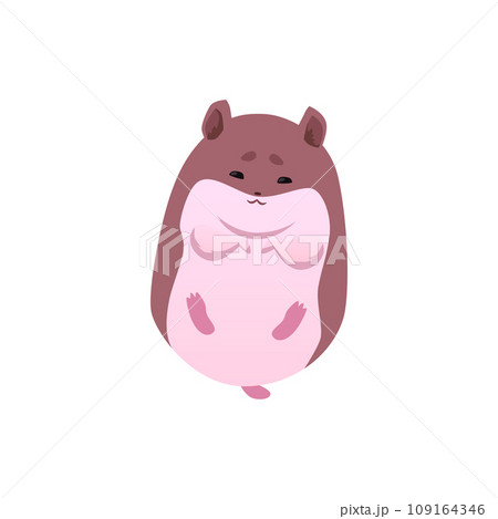 Cute hamster lies on the back, vector illustration isolated on white Cute hamster lies on the back, vector illustration isolated on white 109164346