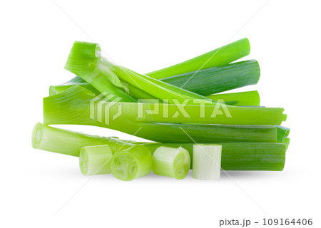 green onion slice on white background green onion slice on white background 109164406