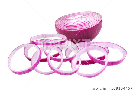 slice onion on white background slice onion on white background 109164457