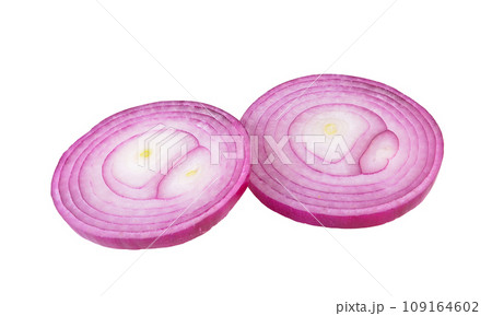 slice onion on white background slice onion on white background 109164602