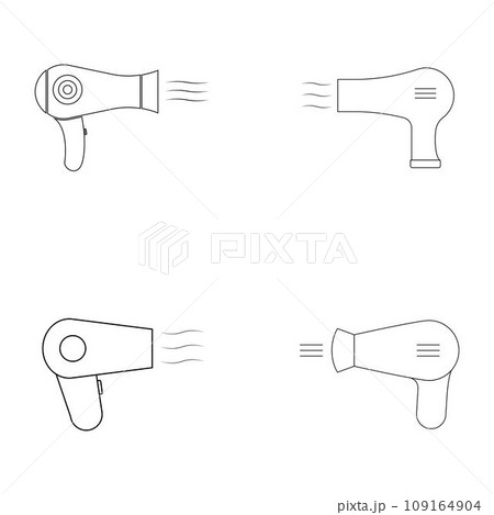 Black hair dryer icon isolated on a white background illustration design Black hair dryer icon isolated on a white background illustration design 109164904