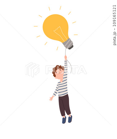 Child developing thinking with smart ideas, flat vector illustration isolated. 109165121