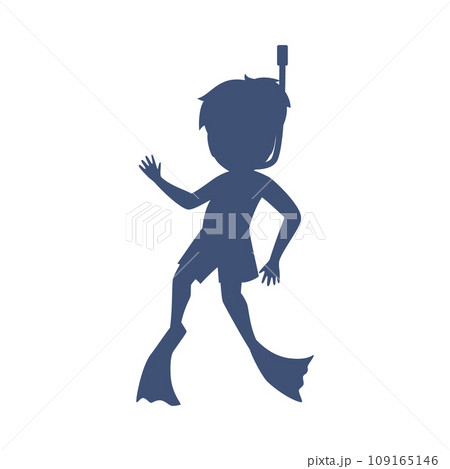 Silhouette of boy diver, flat vector illustration on white background Silhouette of boy diver, flat vector illustration on white background 109165146