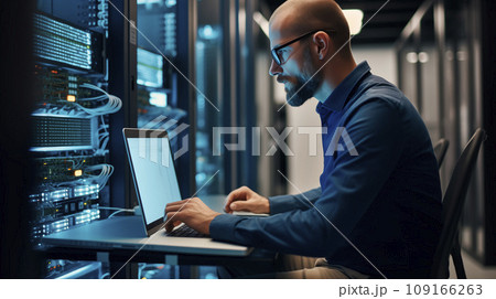 Male Employee in Data Center Male Employee in Data Center 109166263