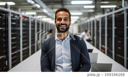 Portrait of Man in Data Center Portrait of Man in Data Center 109166266