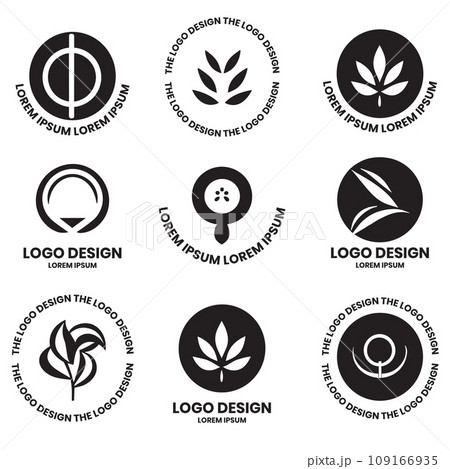 Flower or leaf logo in a minimalist style for decoration 109166935