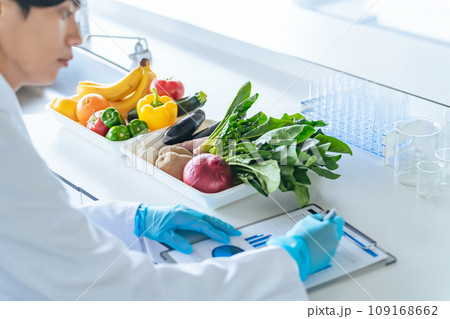 野菜や果物を検査する研究者　管理栄養士 109168662