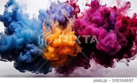 Vivid Whirls of Creativity: Pink and Orange Smoke Abstract. AI generation 109168697