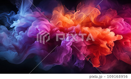 Surreal Smoke Drift: Colorful Abstraction in Motion. AI generation 109168956