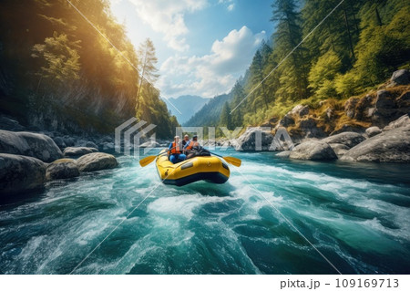 Embrace the Adrenaline Rush of Rafting on Wild Rivers and Appreciate the Serenity of Nature 109169713