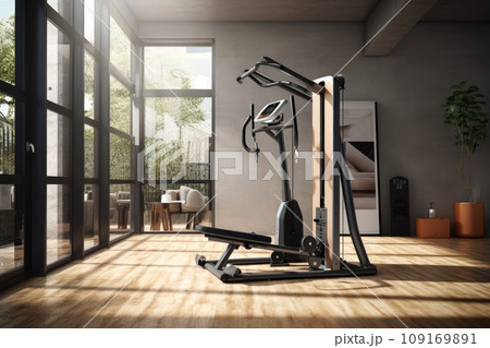 Modern Home Gym Displaying Exercise Machine for Sports Training 109169891