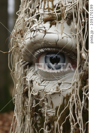 Surreal Gaze through an Organic Mask. AI generation Surreal Gaze through an Organic Mask. AI generation 109170199