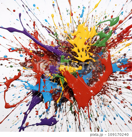 Colorful Chaos Unleashed - Abstract Paint Dynamics. AI generation 109170240