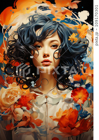 Woman with Floral Aura. AI generation Woman with Floral Aura. AI generation 109170301
