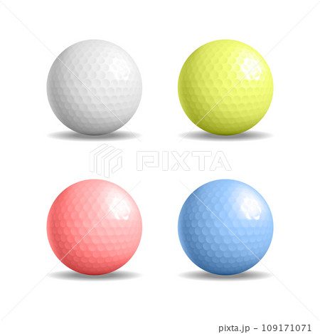 3d Different Color Golf Ball Set Cartoon Style Isolated on a White Background. Vector illustration of Golfballs 3d Different Color Golf Ball Set Cartoon Style Isolated on a White Background. Vector illustration of Golfballs 109171071