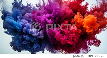 Vibrant Spectrum: Multicolored Smoke Swirls in High Resolution. AI generation Vibrant Spectrum: Multicolored Smoke Swirls in High Resolution. AI generation 109171275