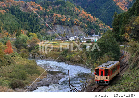 秋の長良川と長良川鉄道 109171387