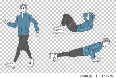 一組穿著運動服鍛鍊的中老年男子 109171570