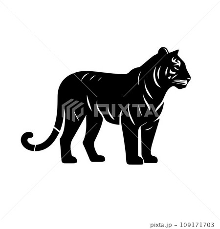 Simple Silhouette Vector Design of Tiger 109171703