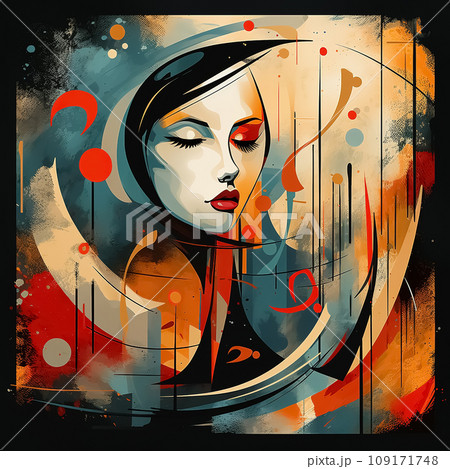 Color Splash Abstract Female Portrait Art. AI...のイラスト素材 [109171748] - PIXTA