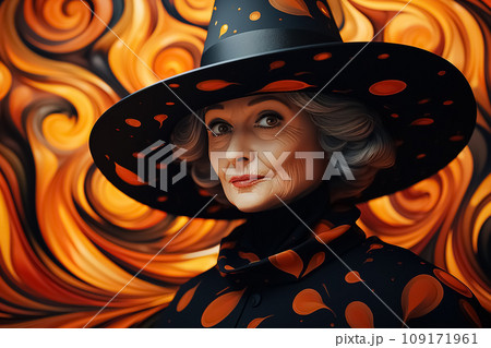 Elderly Woman in a Whirl Patterned Hat. AI generation Elderly Woman in a Whirl Patterned Hat. AI generation 109171961