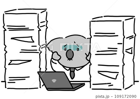 仕事が山積みで青ざめる動物のビジネスマン 109172090