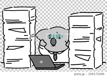 仕事が山積みで青ざめる動物のビジネスマン 109172090