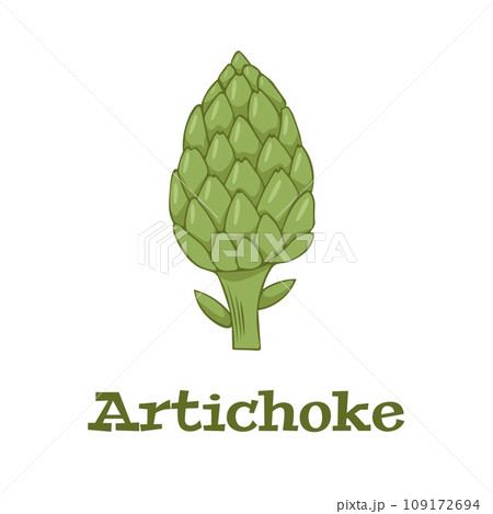 Artichoke green flower heads vector illustration. Food artichoke on a white background 109172694