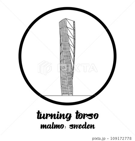 Circle Icon line Turning Torso building. vector illustration Circle Icon line Turning Torso building. vector illustration 109172778