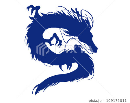 かっこいいシルエットの龍 109173011