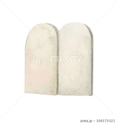 Tombstone blank template watercolor illustration isolated on white background. Gravestone tablets simple sketch for army cemetery 109173321