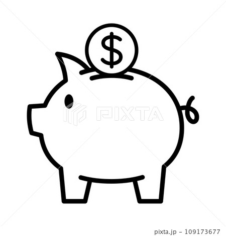 Piggy bank with coin icon. Piggybank savings. 109173677