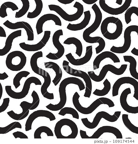 Abstract bold curly line seamless pattern. Trendy textured print with swirl lines. Artistic stylish vector seamless background design. Chaotic ink brush scribbles decorative texture. Abstract bold curly line seamless pattern. Trendy textured print with swirl lines. Artistic stylish vector seamless background design. Chaotic ink brush scribbles decorative texture. 109174544