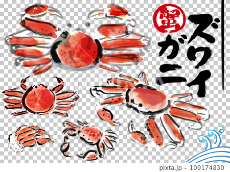雪蟹手繪一筆日式插畫素材 109174830