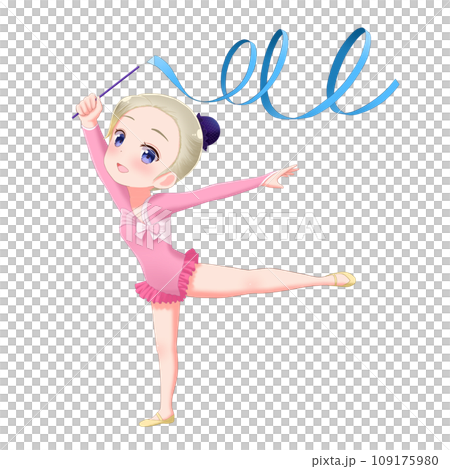 Illustration material of a girl performing rhythmic gymnastics ribbon Illustration material of a girl performing rhythmic gymnastics ribbon 109175980