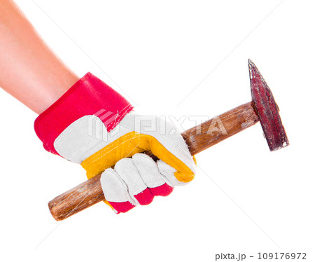 hand in glove with hammer 109176972