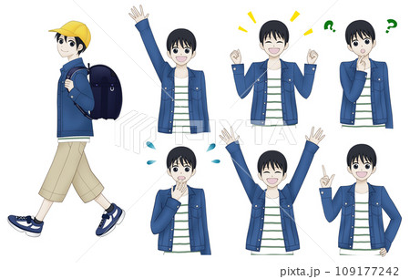 男子小学生の色々な表情やポーズ 109177242
