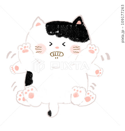 ジタバタするねこ 手描きのイラスト素材 [109177263] - PIXTA