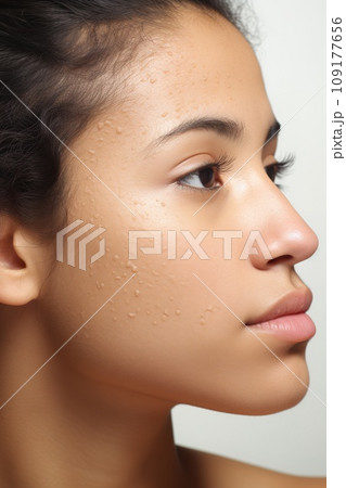 Woman with skin problems. AI-generated content 109177656