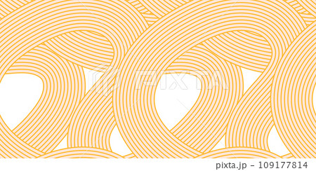 Noodle ramen seamless pattern. Repeated background with light yellow waves lines. Italian pasta texture 109177814