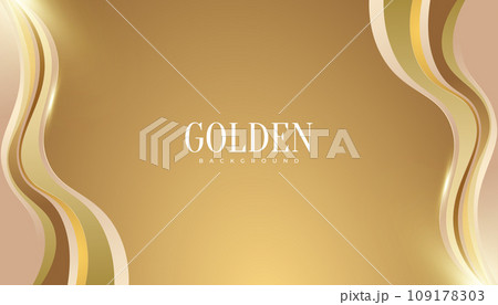Luxury Golden Background with Glitter and Light Effect. Elegant Premium Background with Wavy Lines and Paper Cut Style 109178303