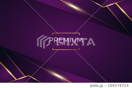 Luxury Purple and Gold Background with Golden Lines and Paper Cut Style. Premium Purple and Gold Background for Award, Nomination, Ceremony, Formal Invitation or Certificate Design 109178724