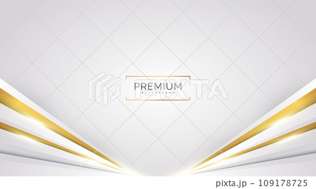 Luxury White and Gold Background with Golden Lines and Paper Cut Style. Premium Gray and Gold Background for Award, Nomination, Ceremony, Formal Invitation or Certificate Design Luxury White and Gold Background with Golden Lines and Paper Cut Style. Premium Gray and Gold Background for Award, Nomination, Ceremony, Formal Invitation or Certificate Design 109178725