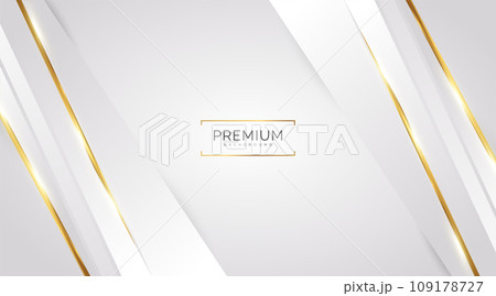 Luxury White and Gold Background with Golden Lines and Paper Cut Style. Premium Gray and Gold Background for Award, Nomination, Ceremony, Formal Invitation or Certificate Design Luxury White and Gold Background with Golden Lines and Paper Cut Style. Premium Gray and Gold Background for Award, Nomination, Ceremony, Formal Invitation or Certificate Design 109178727
