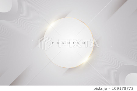Luxury White and Gold Background with Golden Lines and Paper Cut Style. Premium Gray and Gold Background for Award, Nomination, Ceremony, Formal Invitation or Certificate Design 109178772