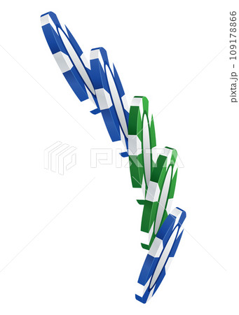 Playing chips. 3d chips in different positions. Chips for playing poker. Vector illustration Playing chips. 3d chips in different positions. Chips for playing poker. Vector illustration 109178866